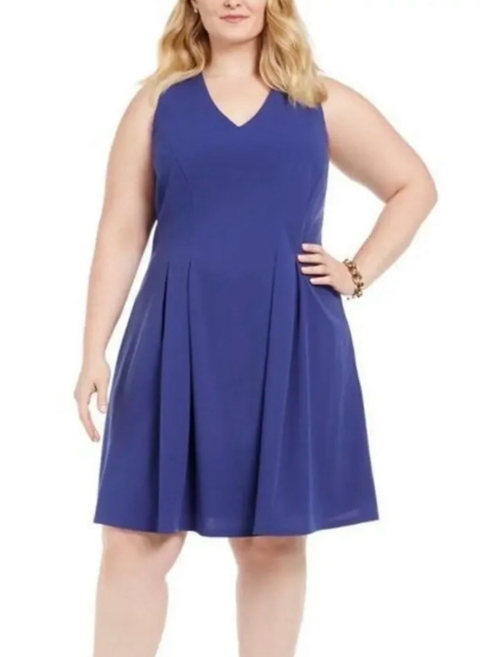 Teeze Me Sleeveless V-Neck Midi Dress in Royal Blue